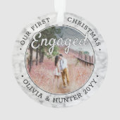 2 Foto 1 Kerstmis Engaged Elegant Faux Marble Ornament (achterkant)