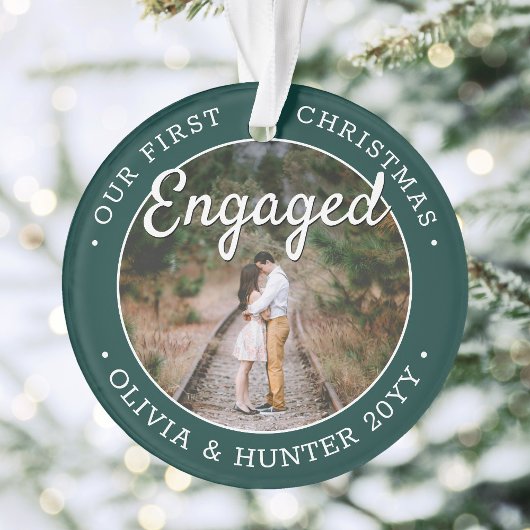 2 Foto 1 Kerstmis Engaged Elegant Green White Ornament
