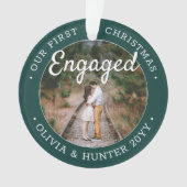 2 Foto 1 Kerstmis Engaged Elegant Green White Ornament (voorkant)