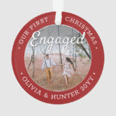 2 Foto 1 Kerstmis Engaged Elegant Red & White Ornament (achterkant)