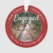 2 Foto 1 Kerstmis Engaged Elegant Red & White Ornament (voorkant)