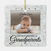 2 Foto 1 Kerstmis grootouders Faux Marble Keramisch Ornament (Achterkant)