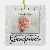 2 Foto 1 Kerstmis grootouders Faux Marble Keramisch Ornament (Voorkant)