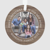 2 Foto 1 Kerstmis Housewarming Brown Faux Wood Ornament (achterkant)