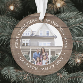 2 Foto 1 Kerstmis Housewarming Brown Faux Wood Ornament