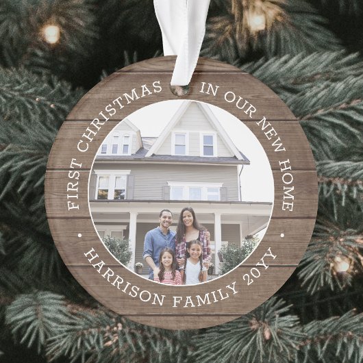 2 Foto 1 Kerstmis Housewarming Brown Faux Wood Ornament