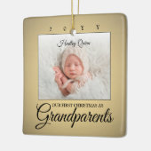 2 Foto 1e kerstdag grootouders Faux Gold Keramisch Ornament (Links)