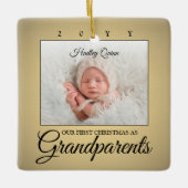 2 Foto 1e kerstdag grootouders Faux Gold Keramisch Ornament (Voorkant)