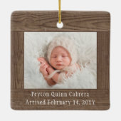 2 Foto 1st Xmas grootouders Rustic Faux Wood Keramisch Ornament (Achterkant)