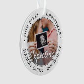 2 Foto 1st Xmas Verwacht Baby Nieuwe Ouders Modern Ornament (voorkant)