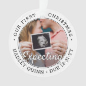 2 Foto 1st Xmas Verwacht Baby Nieuwe Ouders Modern Ornament (voorkant)