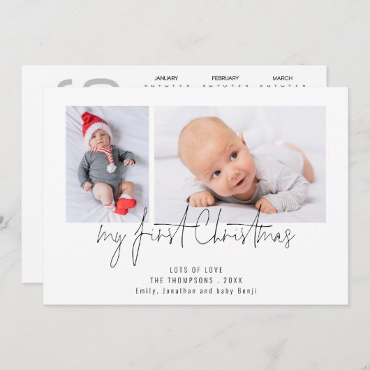 2 Foto 2026 Kalender Baby Eerste Kerst Feestdagenkaart (Voorkant / Achterkant)