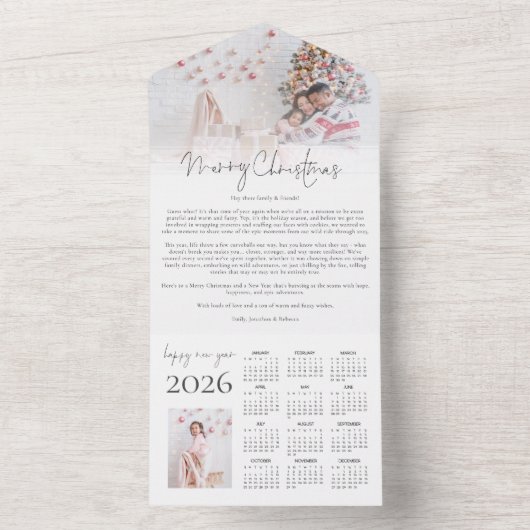 2 Foto 2026 Kalender Kerstnieuwsbrief All In One Uitnodiging (Binnen)