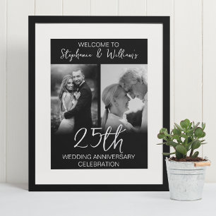 2 Foto 25th Wedding Jubileum Welcome Sign Folie Afdrukken