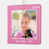 2-foto 2 zijdige roze speciale gebeurtenis of mijl keramisch ornament (Links)