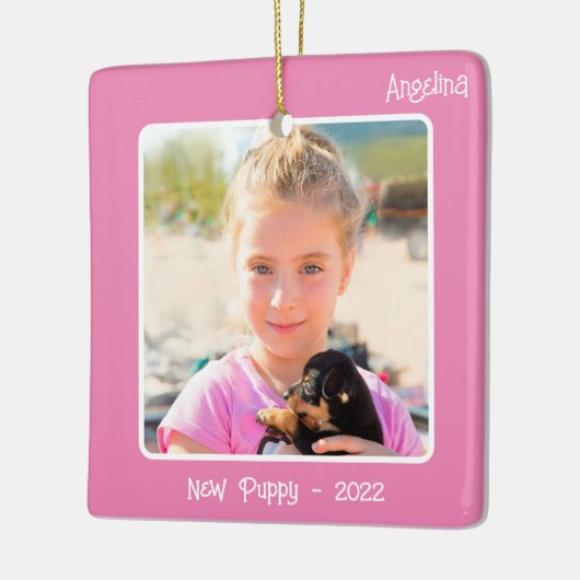 2-foto 2 zijdige roze speciale gebeurtenis of mijl keramisch ornament (Links)