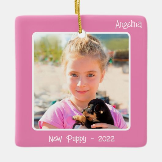 2-foto 2 zijdige roze speciale gebeurtenis of mijl keramisch ornament (Voorkant)