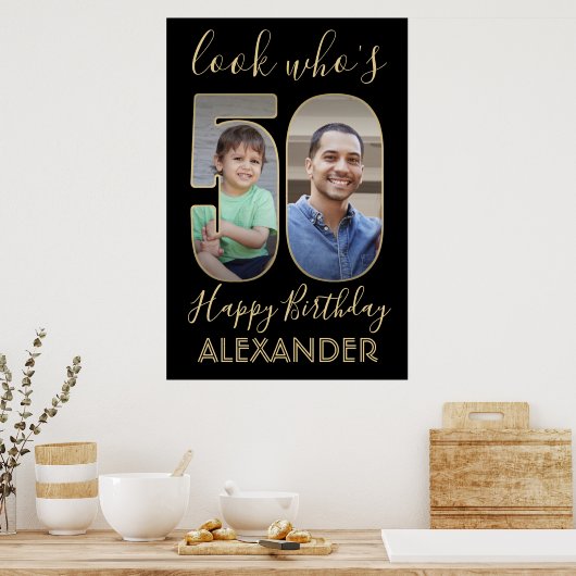 2 Foto: 50-jarige zwarte & gouden 24x36 Poster (Keuken)