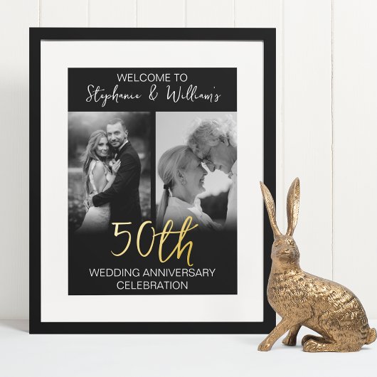 2 Foto 50th Wedding Jubileum Welcome Sign Folie Afdrukken