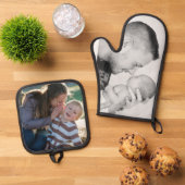 2 Foto Aangepaste Dubbelzijdige  Ovenwant & Pannenlap Set (Top down)