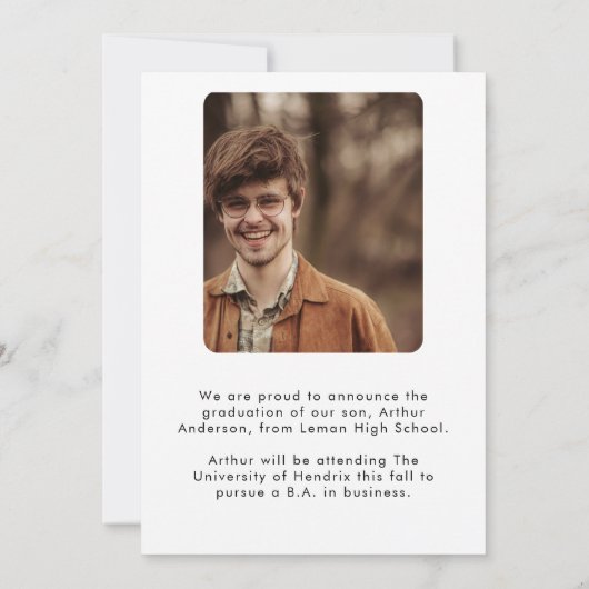 2 Foto Aangepaste Eenvoudige Elegante Afstuderen Aankondiging (Achterkant)