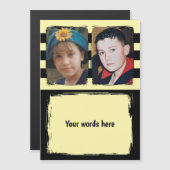 2 foto aangepaste woorden gele magnetische kaart uitnodiging (Voorkant / Achterkant)