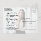 2 Foto Afstudeerfeest Modern Script Save the Date Aankondigingskaart (Achterkant)