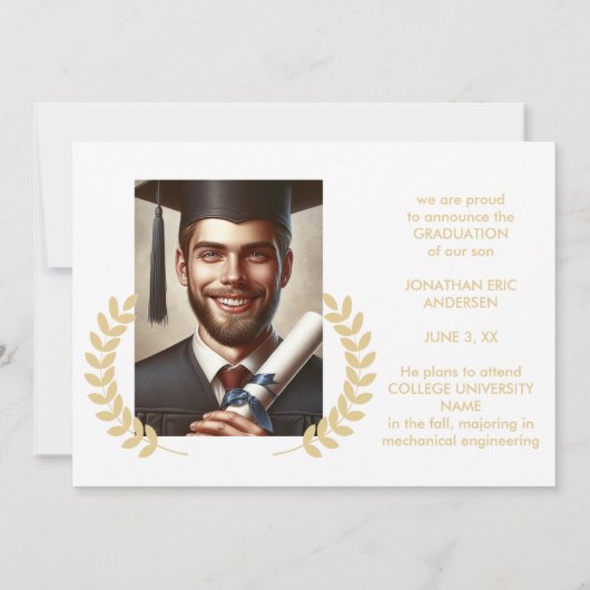 2 Foto Afstuderen Collage Script Wit & Goud Aankondiging (Achterkant)