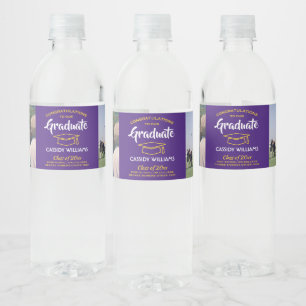 2 Foto Afstuderen Congrates Paars Gold Yellow Waterfles Etiket