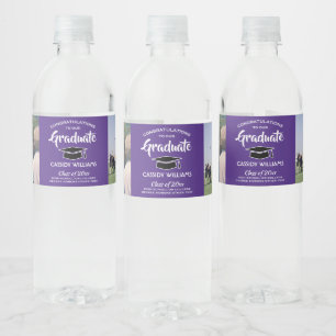 2 Foto Afstuderen Congrats Elegant Paars & White Waterfles Etiket