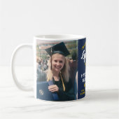 2 Foto Afstuderen Congrats Navy Blue Gold Yellow Koffiemok (Links)