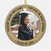 2 Foto Afstuderen Elegant Black & Gold Faux Folie Keramisch Ornament (Voorkant)