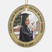 2 Foto Afstuderen Elegant Black & Gold Faux Folie Keramisch Ornament (Links)