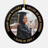 2 Foto Afstuderen Elegant Black Gold Yellow Keramisch Ornament (Voorkant)