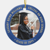 2 Foto-Afstuderen Elegant Brushed Royal Blue Gold Keramisch Ornament (Voorkant)
