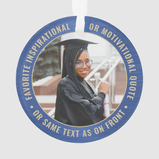 2 Foto-Afstuderen Elegant Brushed Royal Blue Gold Ornament (achterkant)