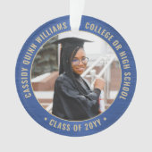 2 Foto-Afstuderen Elegant Brushed Royal Blue Gold Ornament (voorkant)