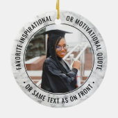 2 Foto Afstuderen Elegant Faux Marble Black White Keramisch Ornament (Achterkant)