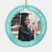 2 Foto Afstuderen Elegant geborsteld Blauwgroen bl Keramisch Ornament (Voorkant)