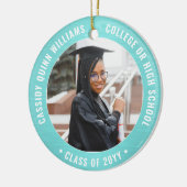 2 Foto Afstuderen Elegant geborsteld Blauwgroen bl Keramisch Ornament (Links)