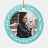 2 Foto Afstuderen Elegant geborsteld Blauwgroen bl Keramisch Ornament (Achterkant)