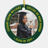 2 Foto Afstuderen Elegant Groen en Goud Keramisch Ornament (Voorkant)