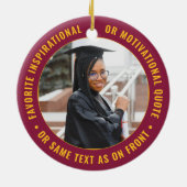 2 Foto Afstuderen Elegant Maroon Red Gold Yellow Keramisch Ornament (Achterkant)