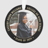 2 Foto Afstuderen Elegant Modern Black en Gold Ornament (voorkant)