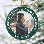 2 Foto Afstuderen Elegant Modern Green and White Keramisch Ornament<br><div class="desc">Herdenking van het succes van de afgestudeerde met een elegant groen en wit aangepast tweeduizend afstuderen kerstversiering. Afbeeldingen en alle tekst zijn eenvoudig aan te passen en kunnen op voor en achter verschillend zijn. (AFBEELDING & TEKST ONTWERPTIPS: 1) Om de positie van de formulering aan te passen, voeg ruimten aan...</div>