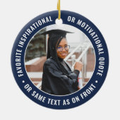 2 Foto Afstuderen Elegant Modern Navy Blue White Keramisch Ornament (Achterkant)