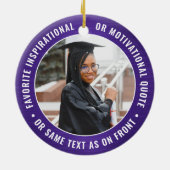 2 Foto Afstuderen Elegant Modern Paars en White Keramisch Ornament (Achterkant)