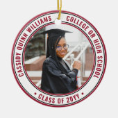 2 Foto Afstuderen Elegant Modern Red Black White Keramisch Ornament (Voorkant)