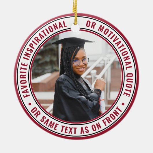 2 Foto Afstuderen Elegant Modern Red Black White Keramisch Ornament (Achterkant)