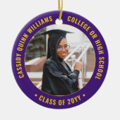 2 Foto Afstuderen Elegant Paars Gold Yellow Keramisch Ornament (Voorkant)